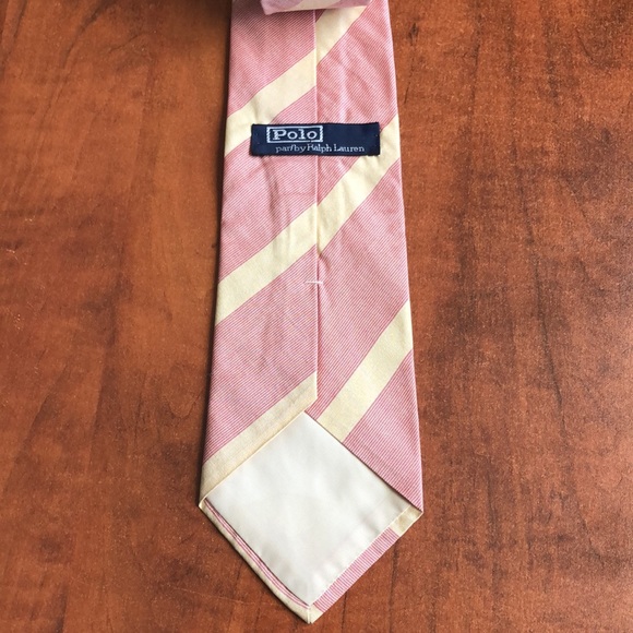 Pink/Cream silk Tie 🇨🇦 Polo By Ralph Lauren - Picture 2 of 8